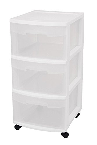 White 3 Drawer Plastic Rolling Storage Cart, 2-Pack N30469