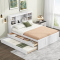Grey Full Size Platform Bed with 6 Drawers and Storage Headboard D6307