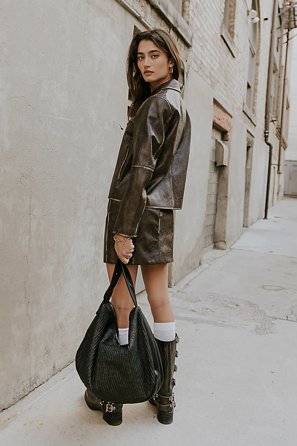 Vegan Leather Mini Skirt Q894073