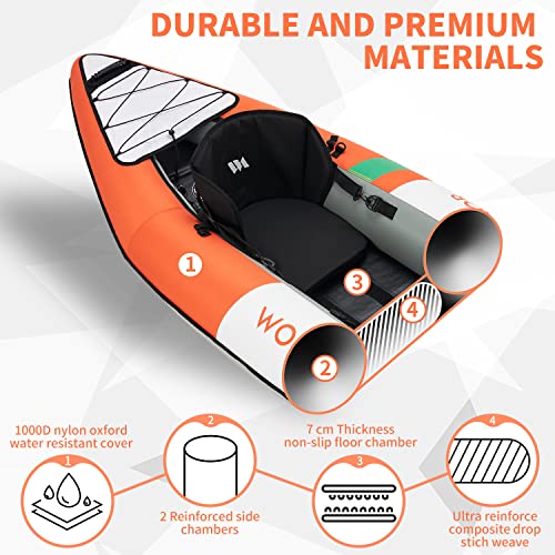 2 Person Inflatable Touring Kayak with EVA Padded Seats S712448