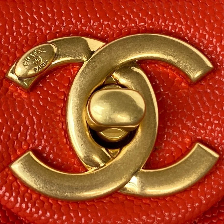 Mini Flap Bag With Top Handle Gold Hardware Red 7.9in/20cm A3303