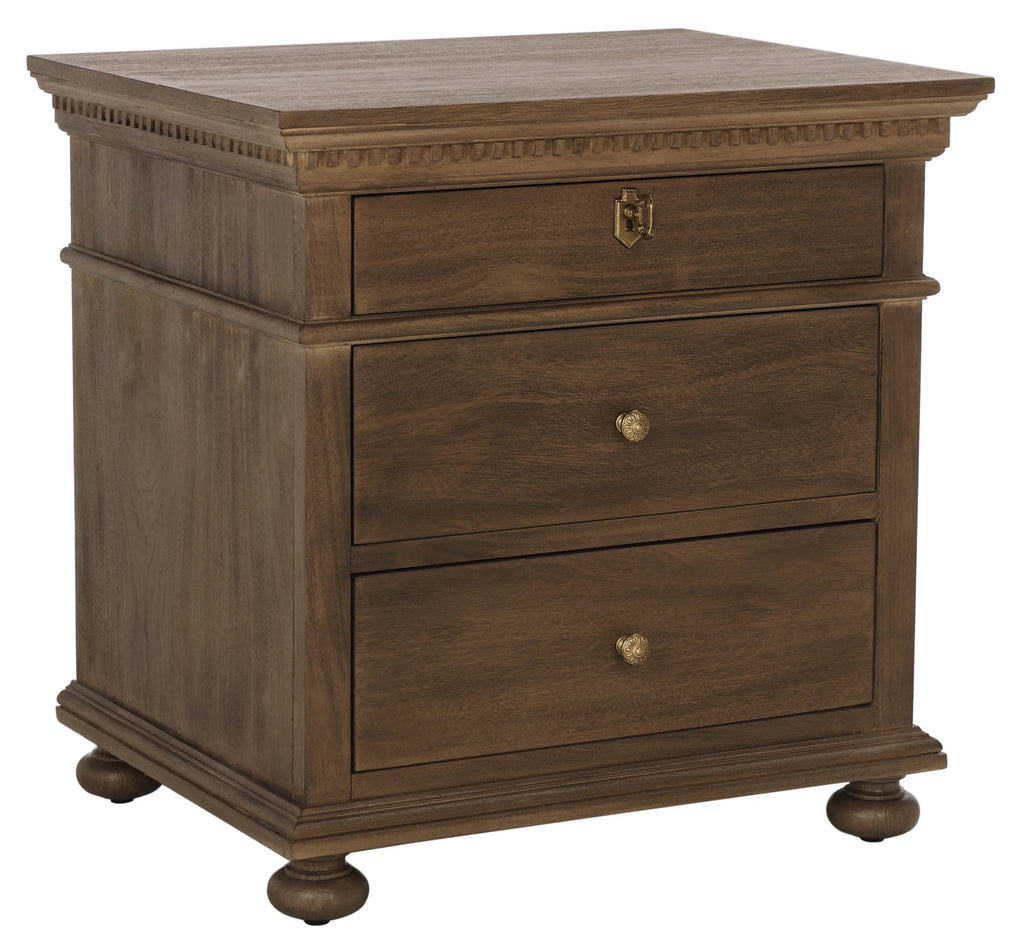 Brown 3 Drawer Nightstand U66699