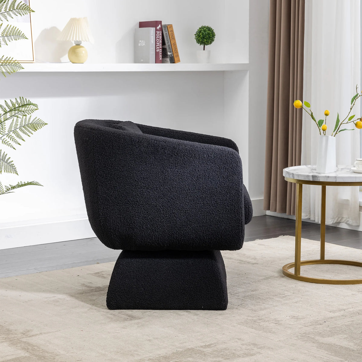 Boucle Swivel Accent Chair with Pillow O785281
