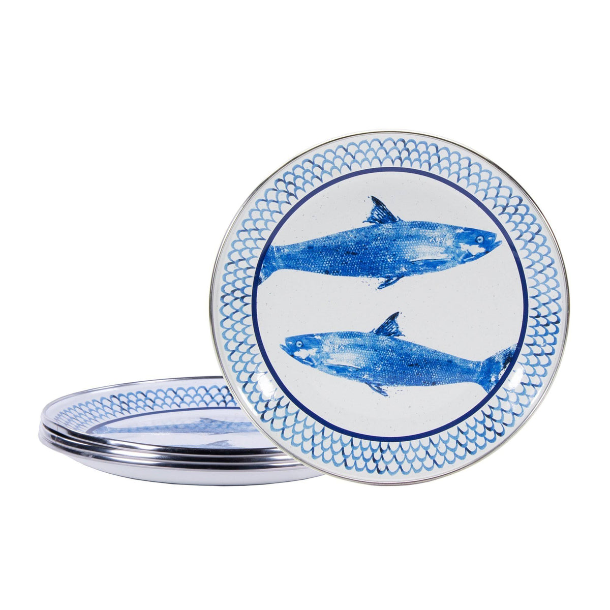 Blue Enamelware Sandwich Plates, Set of 4 E655208