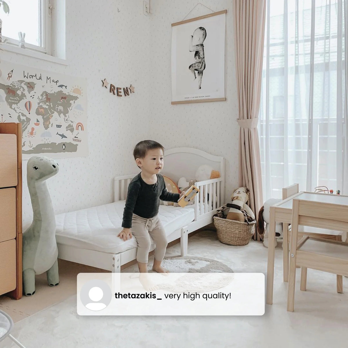 Grey Toddler Bed with Attached Bed Rails M604644