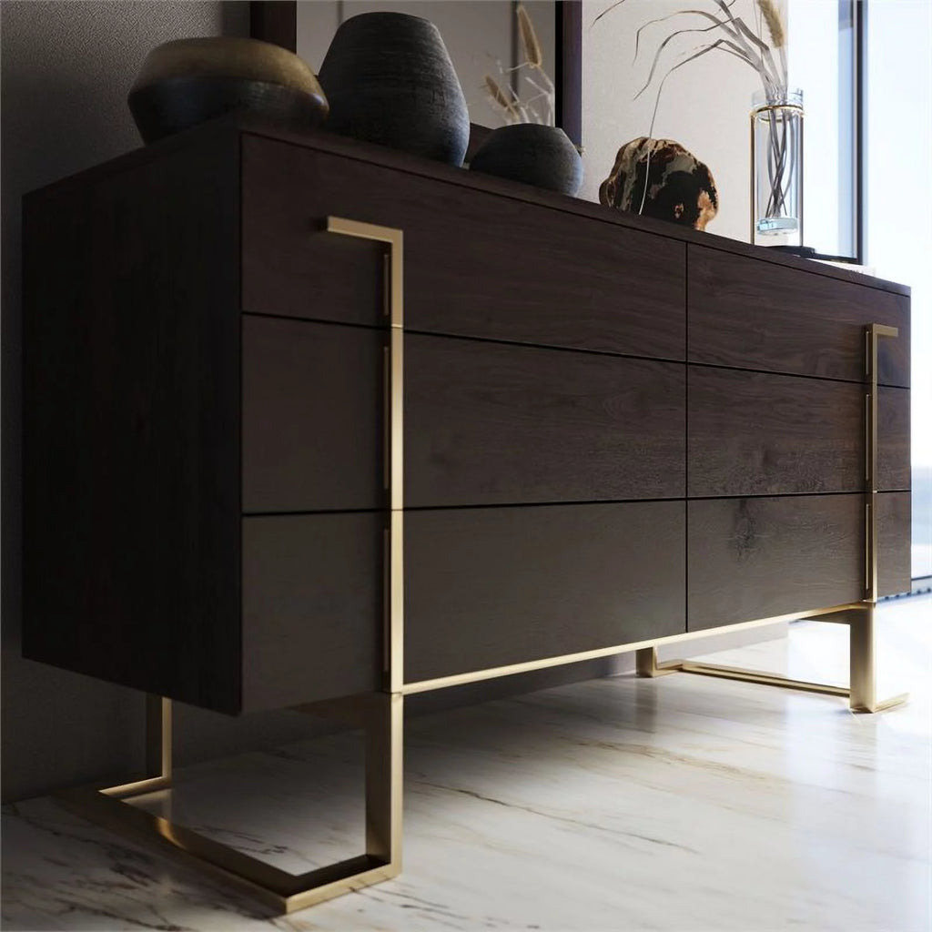 6 Drawer Wood Veneer Dresser A8158
