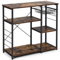 Black Steel Kitchen Baker's Rack with 6 Hooks F15260