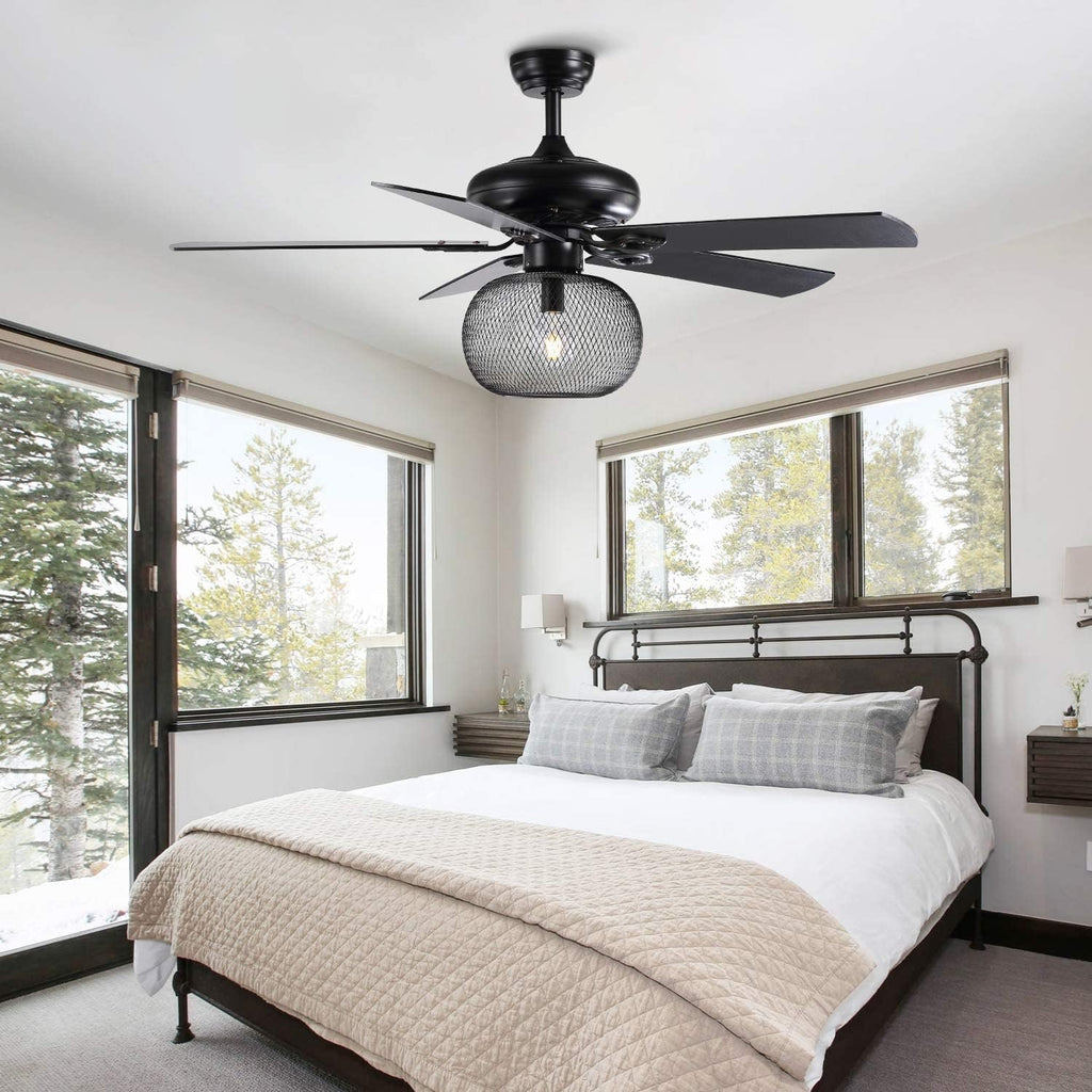 50 Inch Black Industrial Ceiling Fan with Remote V967303