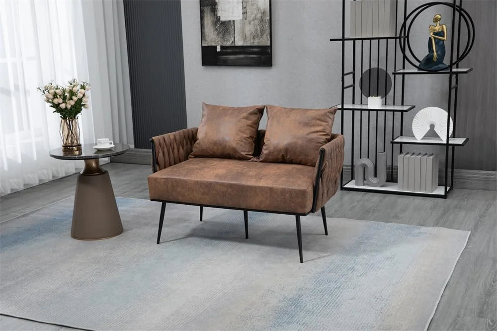 Green Velvet Tufted Armchair with Metal Legs and 2 Couch Pillows E9403