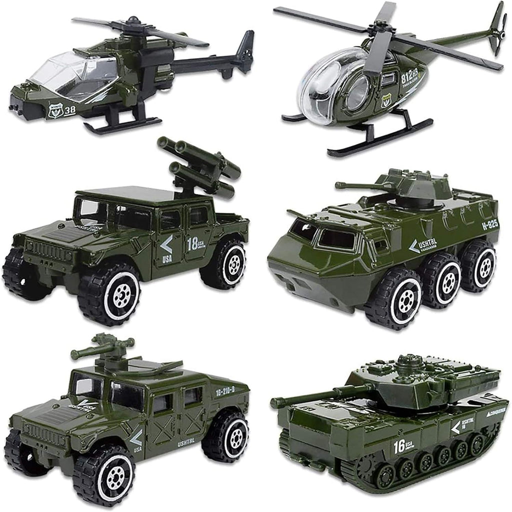 6 Pack Assorted Alloy Metal Military Vehicles O7402