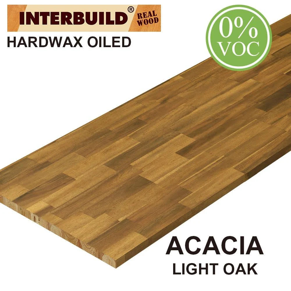 Acacia 6 ft. L x 25 in. D x 1.5 in. T Butcher Block Countertop in Light Oak Stain R2727