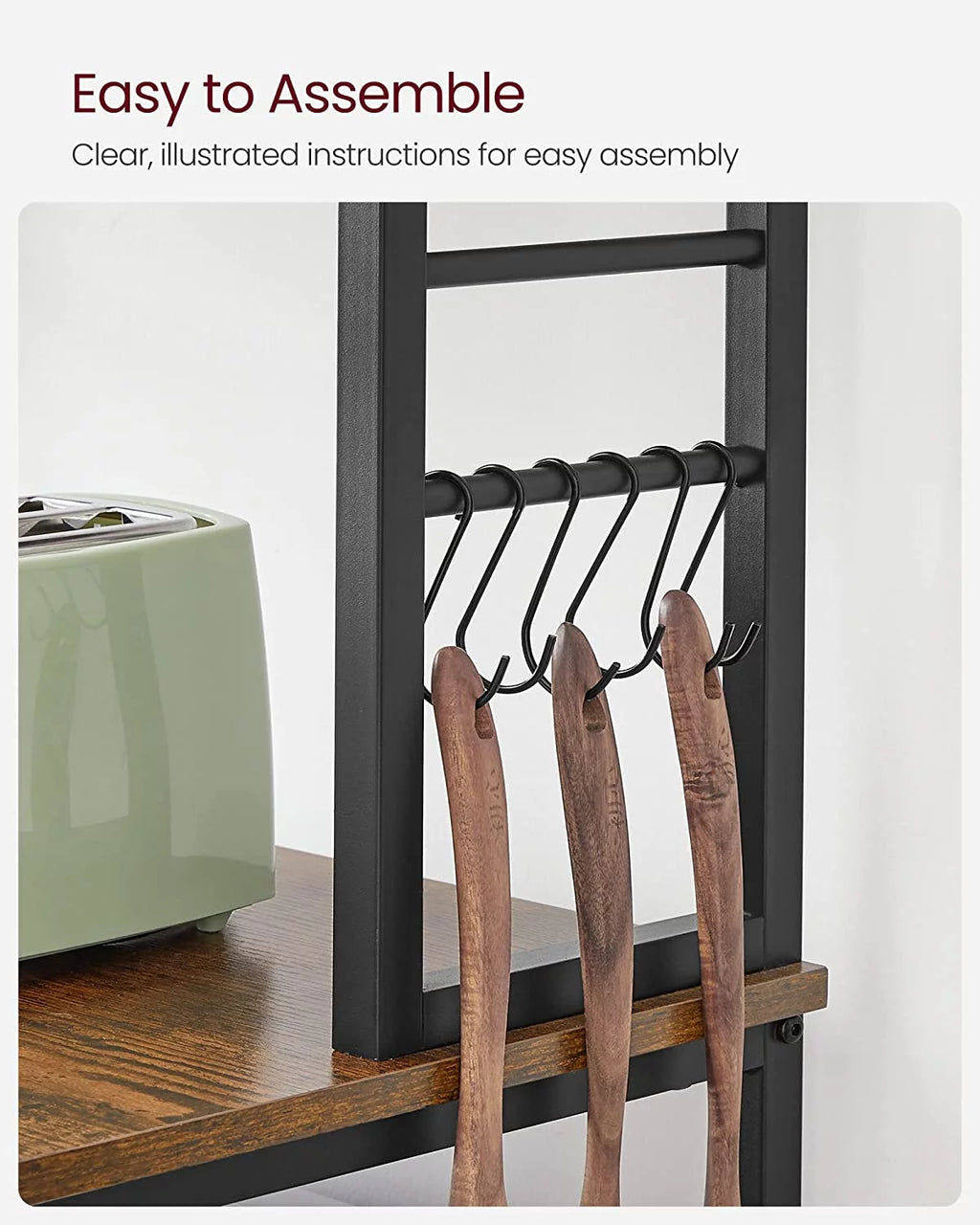 6-Tier Kitchen Shelves with 6 Hooks P7026
