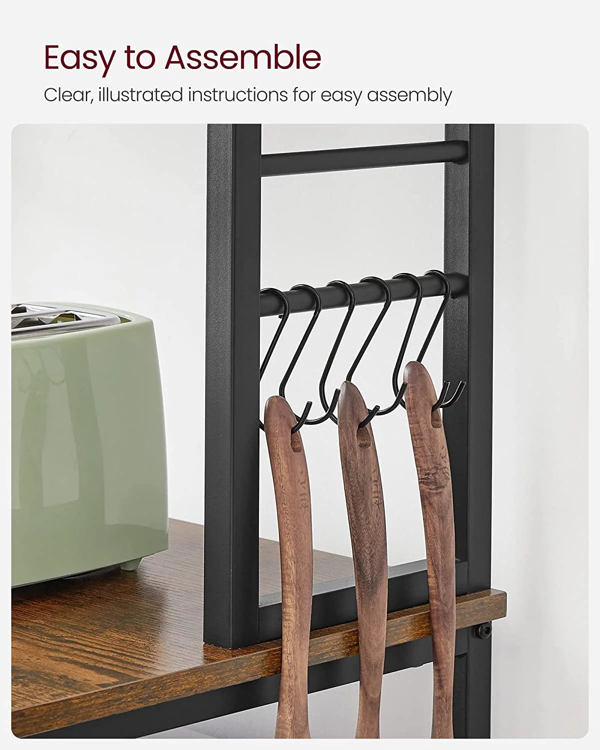 6-Tier Kitchen Shelves with 6 Hooks P7026