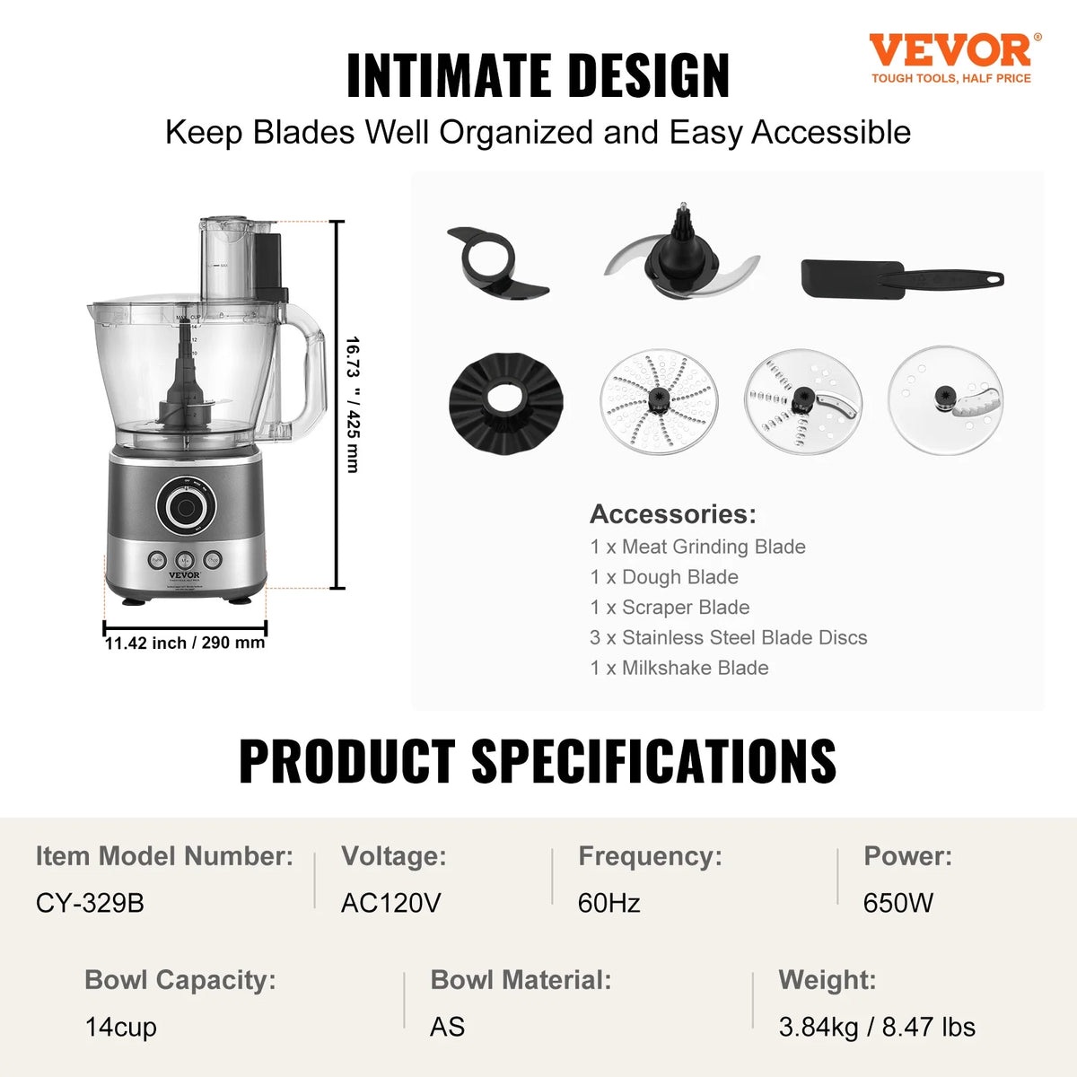 14-Cup 650W Food Processor W496