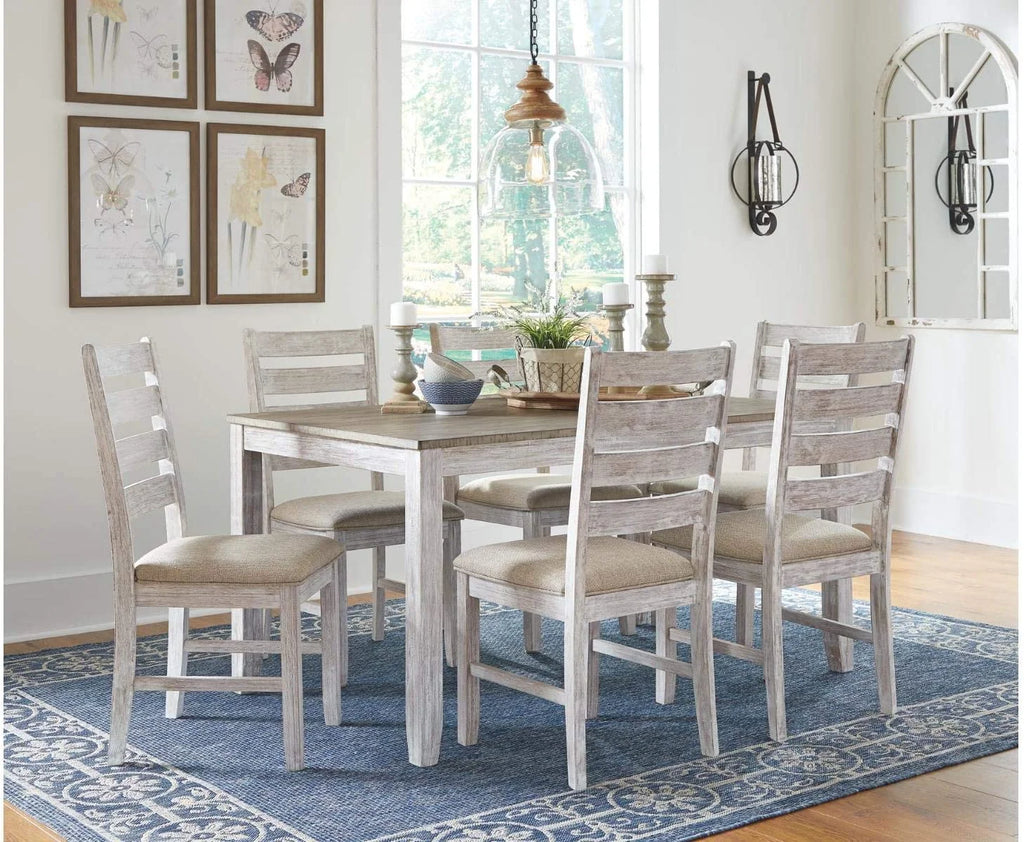 7 Piece Dining Set in White and Light Brown Z695994