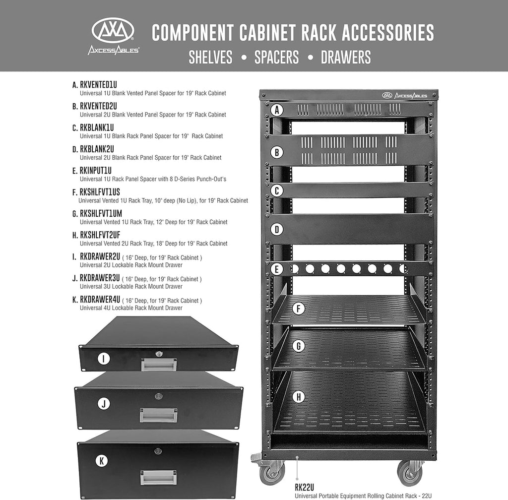 3U Universal Rack Mount Storage Drawer with Lock and Keys D90340