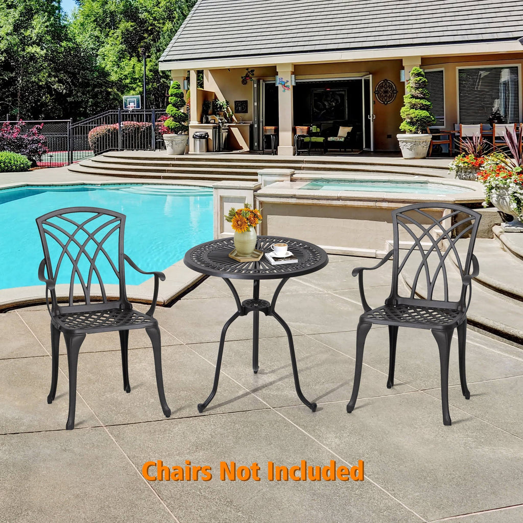 Cast Aluminum Round Patio Bistro Table with Umbrella Hole Y727