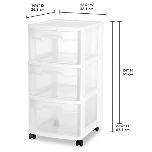 White 3 Drawer Plastic Rolling Storage Cart, 2-Pack N30469