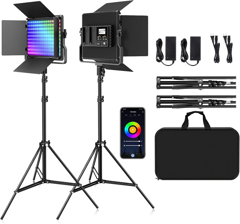RGB LED Video Lighting Kit, 2 Packs Dimmable 552PCS LED Studio Lighting G1751