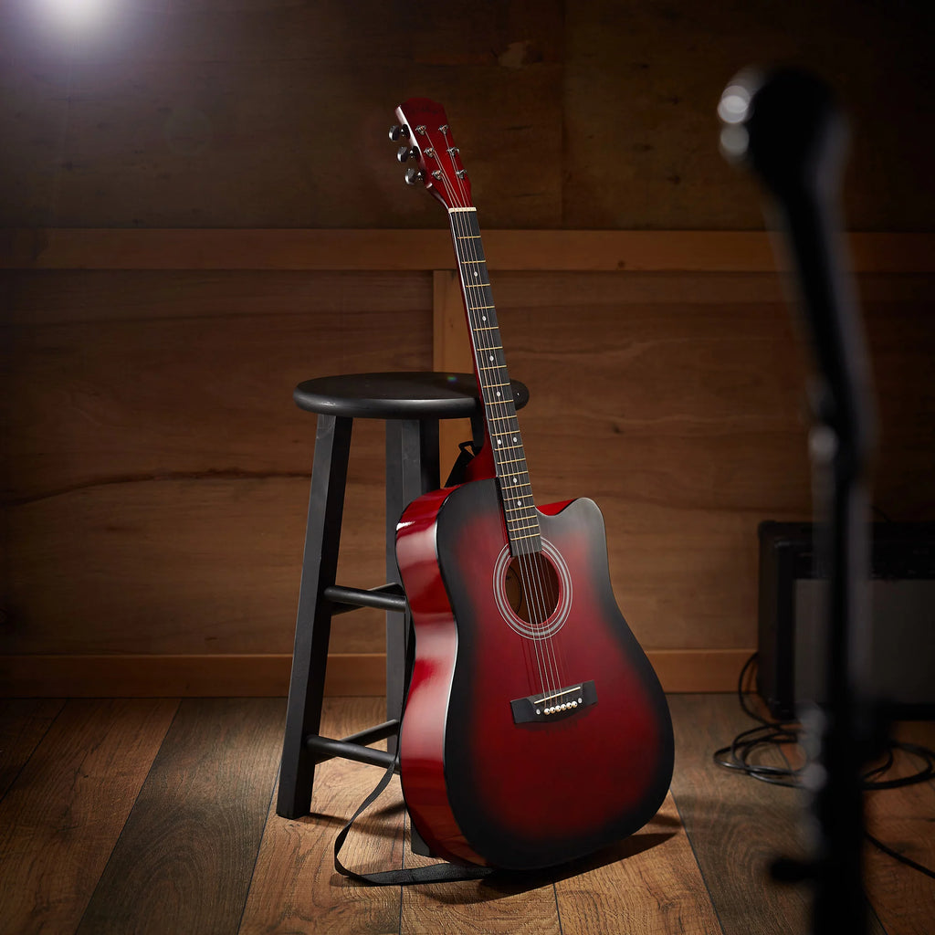 41-Inch Beginner Acoustic Guitar Starter Package, Red D81043