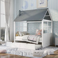 Full Size Wooden Log Cabin Bed with Double Casters A4763