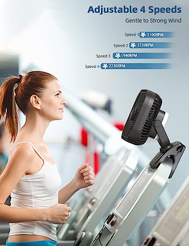 20000mAh Rechargeable Clip on Fan with Light & Hook F644126