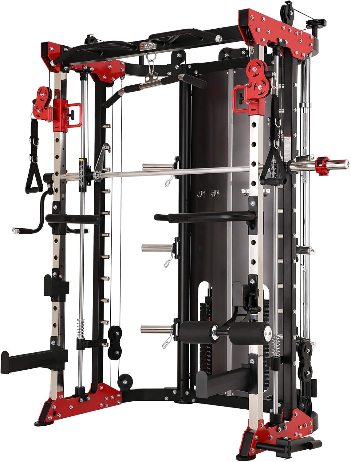 Home Gym Smith Machine with Pulley System Squat Rack Pull Up Bar K2578
