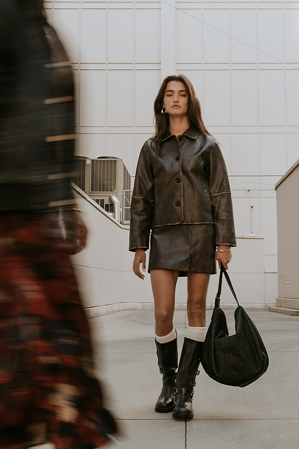 Vegan Leather Mini Skirt Q894073