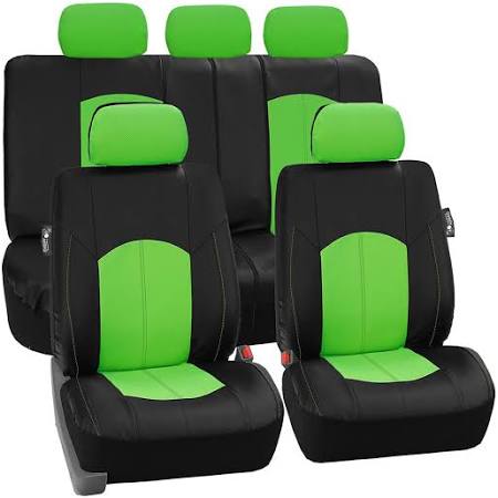 Black Perforated Leatherette Full Set Car Seat Covers O600