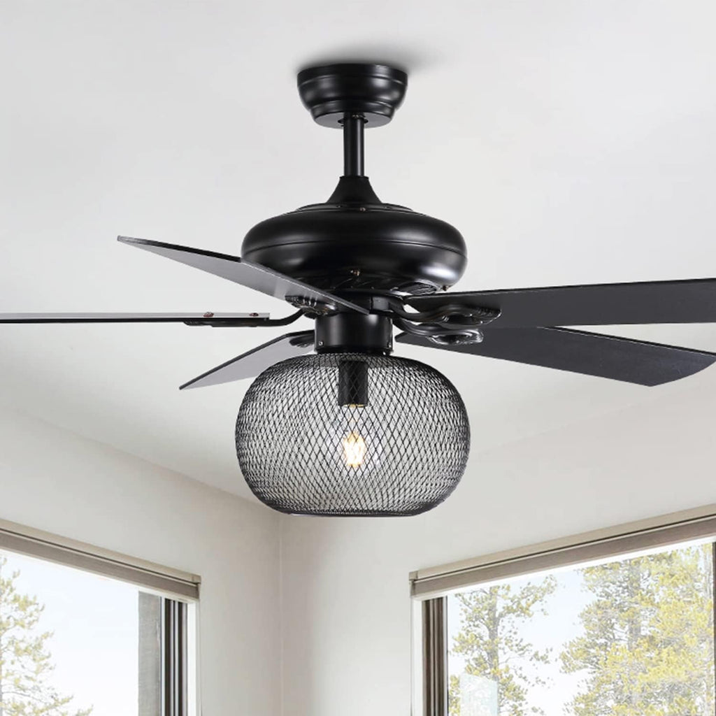 50 Inch Black Industrial Ceiling Fan with Remote V967303