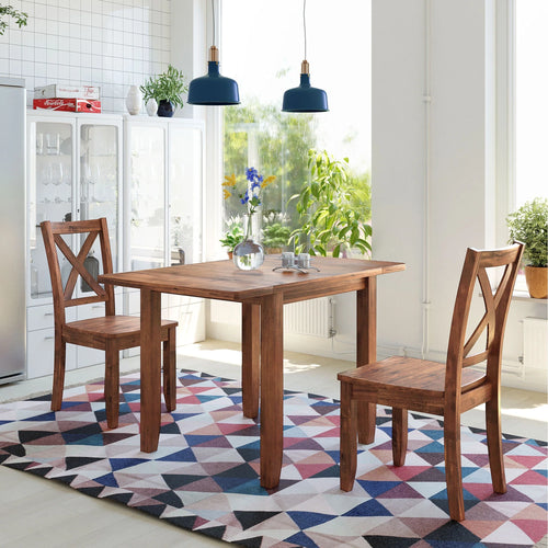 3-Piece Wood Drop Leaf Dining Table Set with 2 Chairs J4299