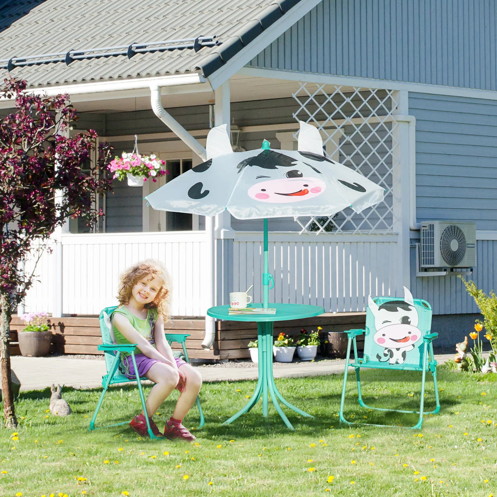 Kids Table and Chair Set with Removable Height Adjustable Umbrella Y1262
