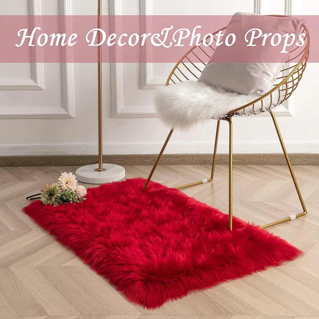 Red 3'x5' Shaggy Area Rug Q957783