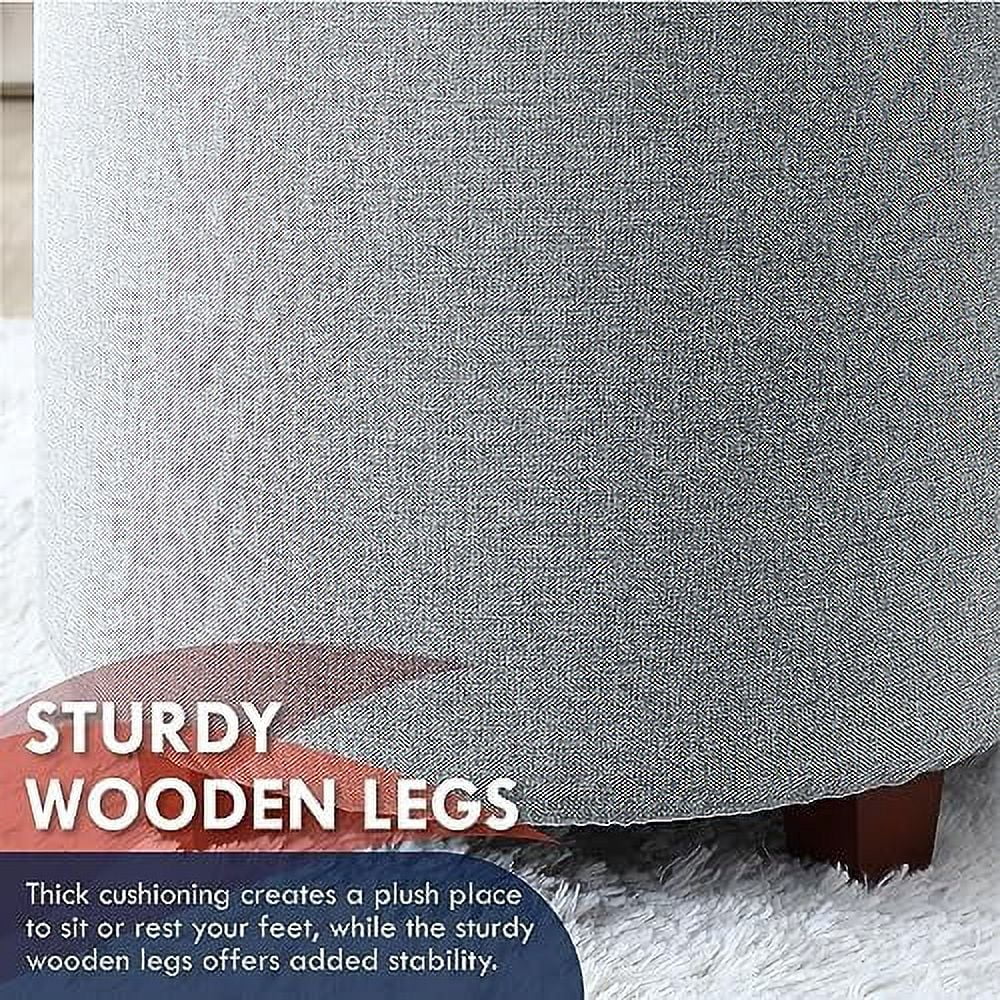 Round Velvet Ottoman with Lift Off Lid and Tray Lid U25691
