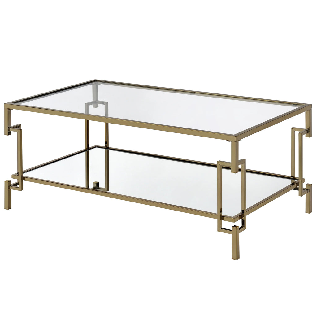 Glass Top 2-Piece Coffee Table Set with Shelf W61979