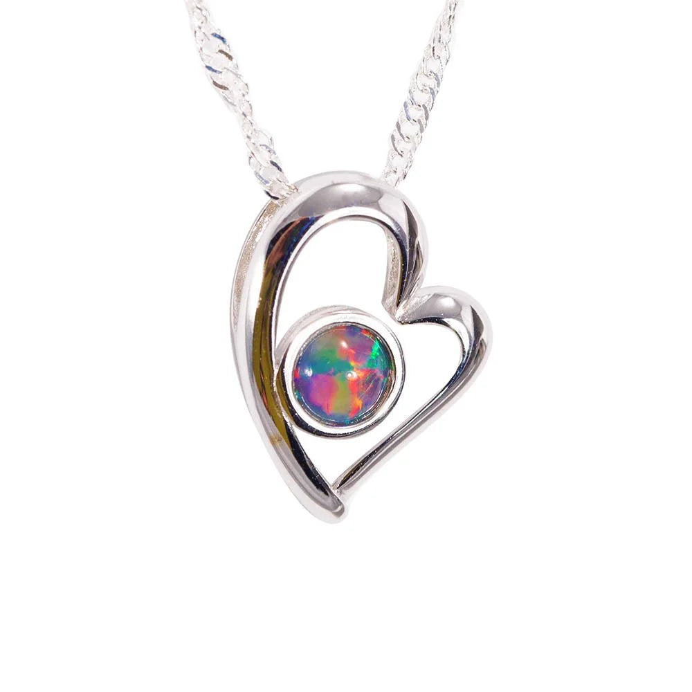 Sterling Silver Australian Black Opal Necklace C666007