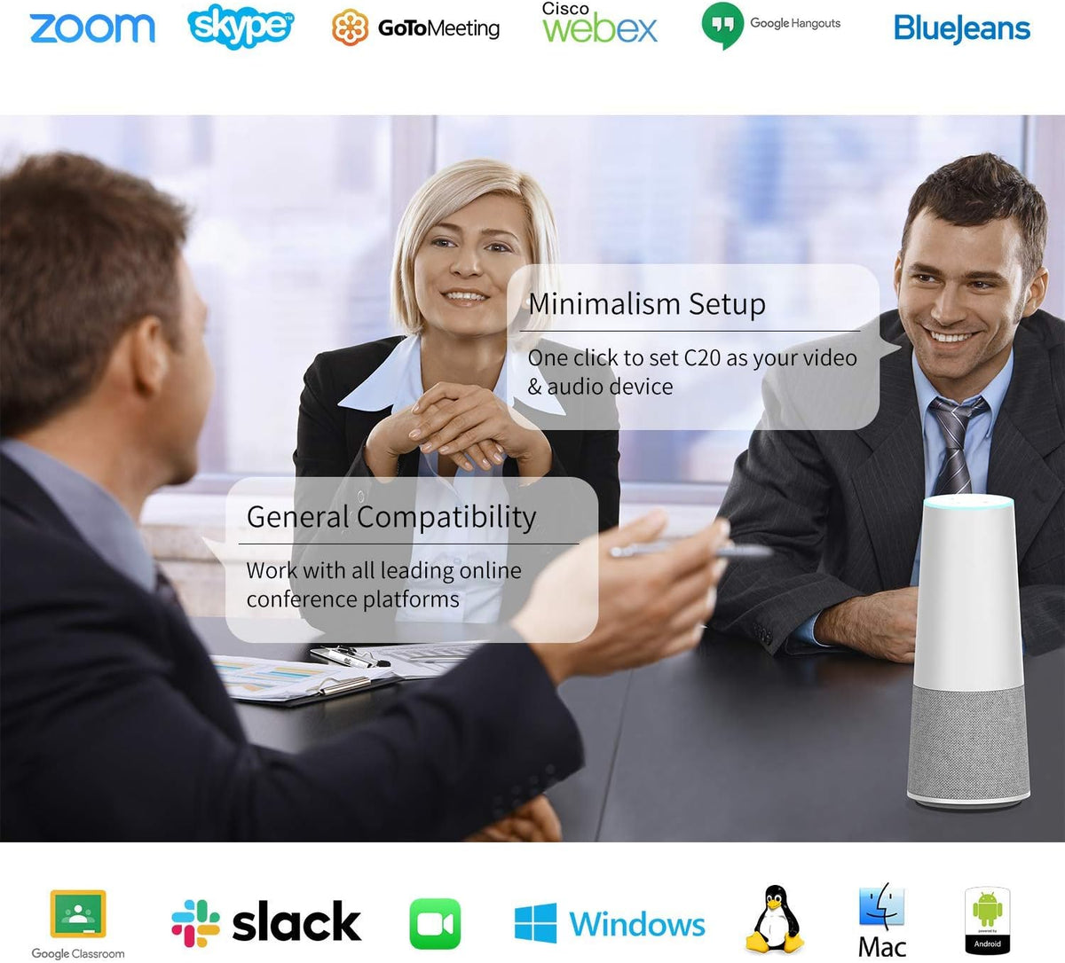 Conference Webcam with Microphone and Speaker, HD 1080P Ultra Wide-Angle Camera Q98355
