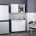 2 Piece Kitchen Set, Wall Cabinet + Utility Sink, White Finish N73422