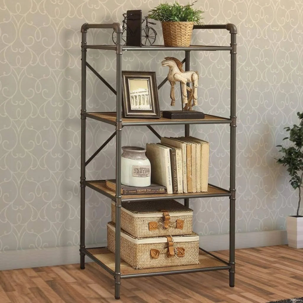 4 Shelf Bookcase, Sandy Gray/Oak I70874