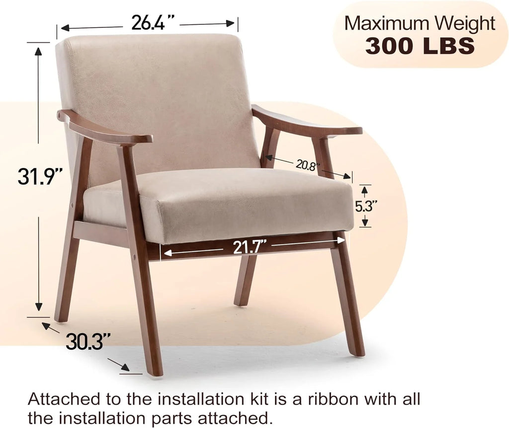 Mid-Century Modern Velvet Accent Chair with Solid Wood Frame Z46266