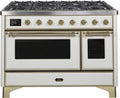 White Dual Fuel Natural Gas Range with Brass Trim V633926