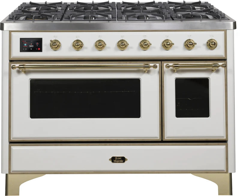 White Dual Fuel Natural Gas Range with Brass Trim V633926