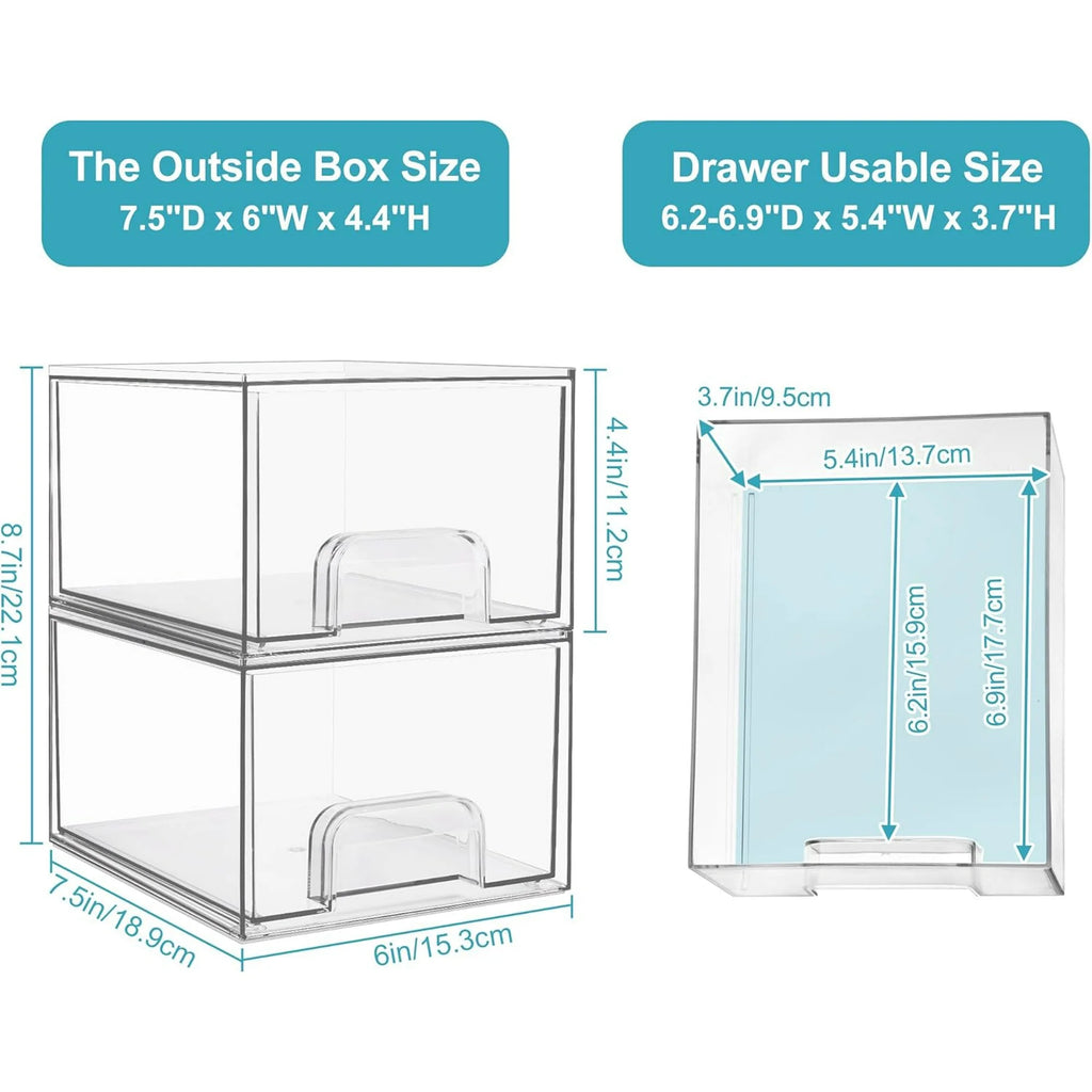 4 Pack Stackable Acrylic Storage Drawers P19967