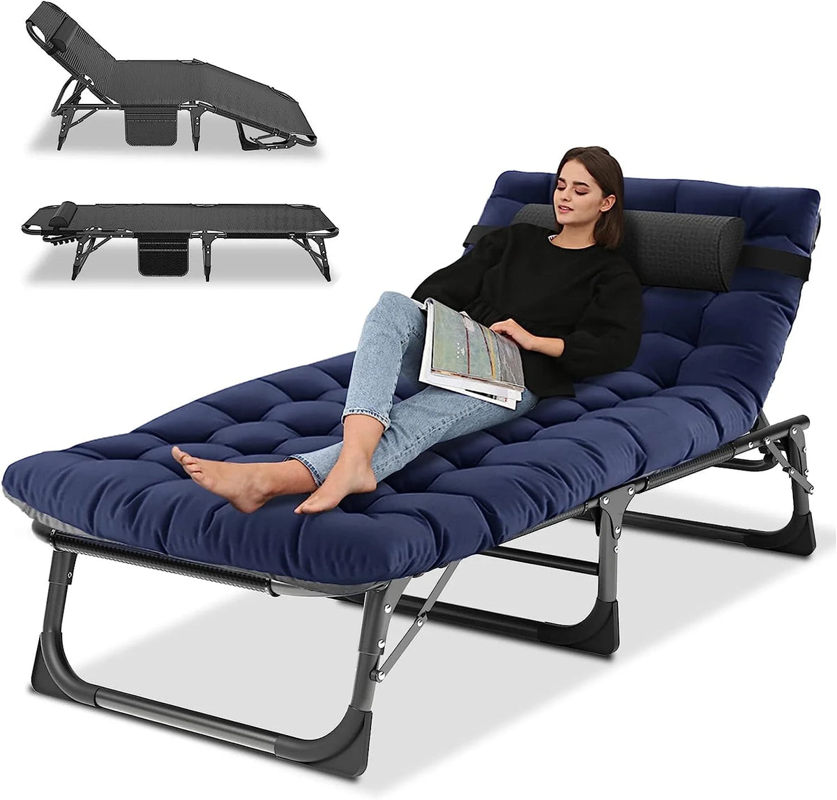 Folding Camping Cot with Cushion & Pillow K428