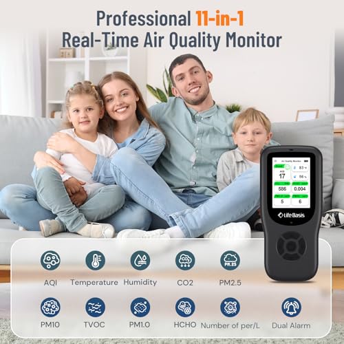 11-in-1 Air Quality Monitor with Stand - Black F407