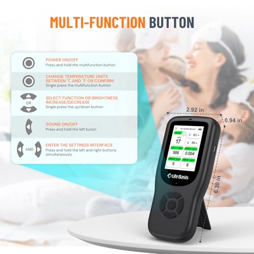 11-in-1 Air Quality Monitor with Stand - Black F407