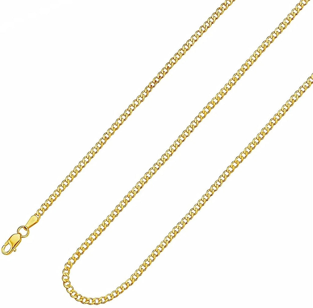 14K Solid Yellow Gold Cuban Chain Necklace Z389059