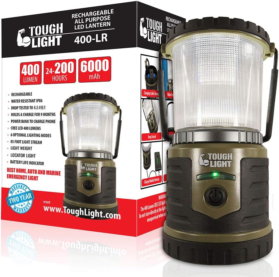 LED Rechargeable Camping and Emergency Lantern with Cell Phone Charger Z598439