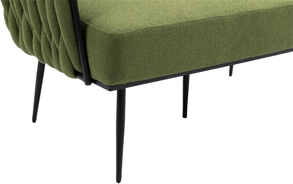 Green Velvet Tufted Armchair with Metal Legs and 2 Couch Pillows E9403