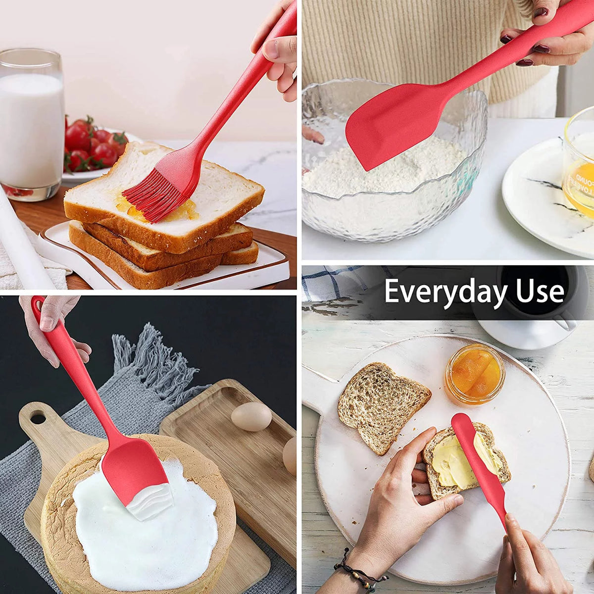 15 Pcs Silicone Non-stick Cooking Utensil Set with Stainless Steel Handle M265379